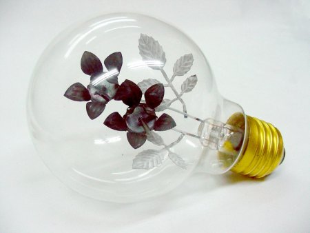 Lámpara luminiscente de neón con electrodos en forma de flores.